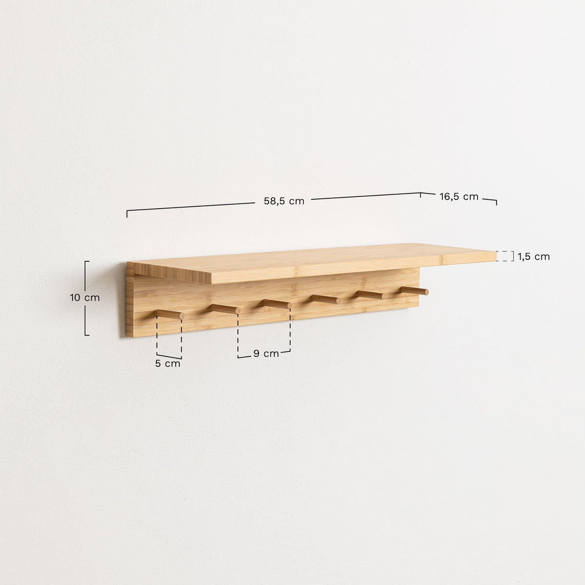 Wall Coat Rack with Bamboo Shelf Gari