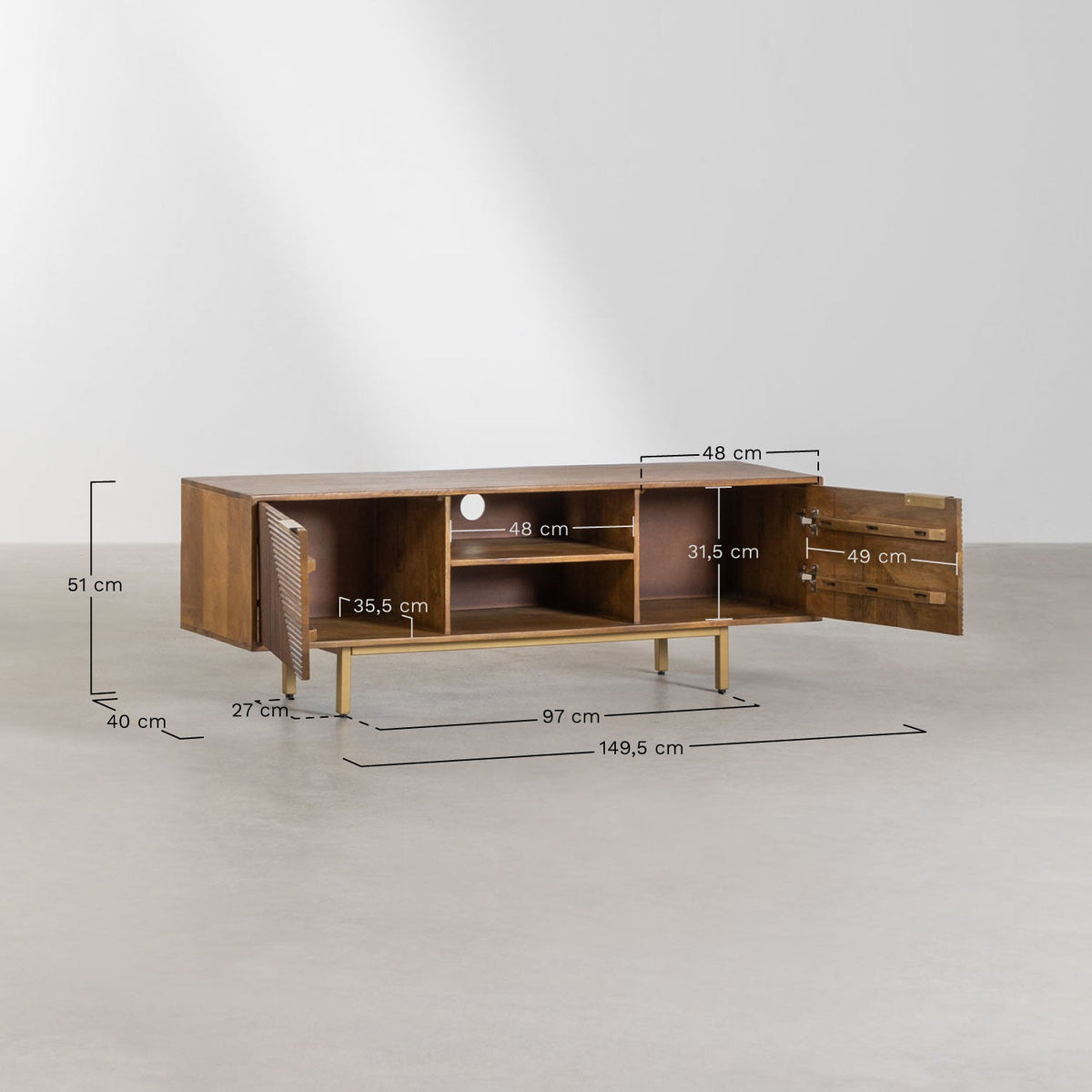 Tv cabinet in Mango Wood Baty
