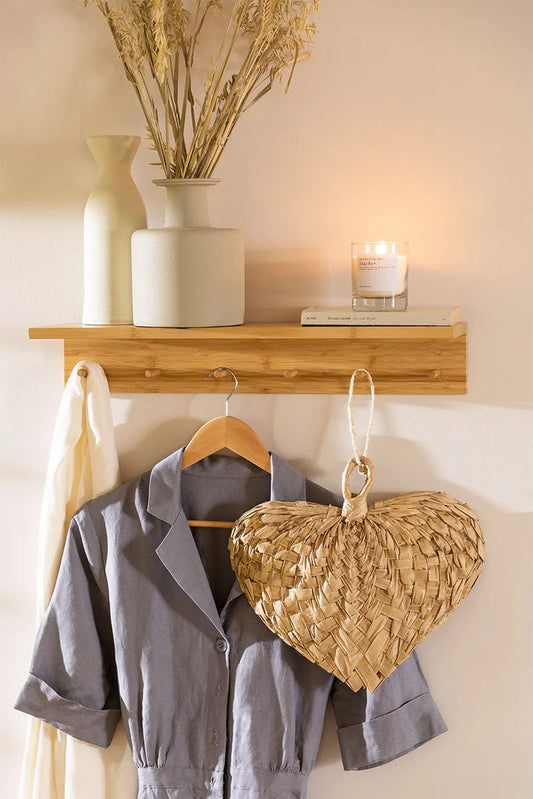 Wall Coat Rack with Bamboo Shelf Gari
