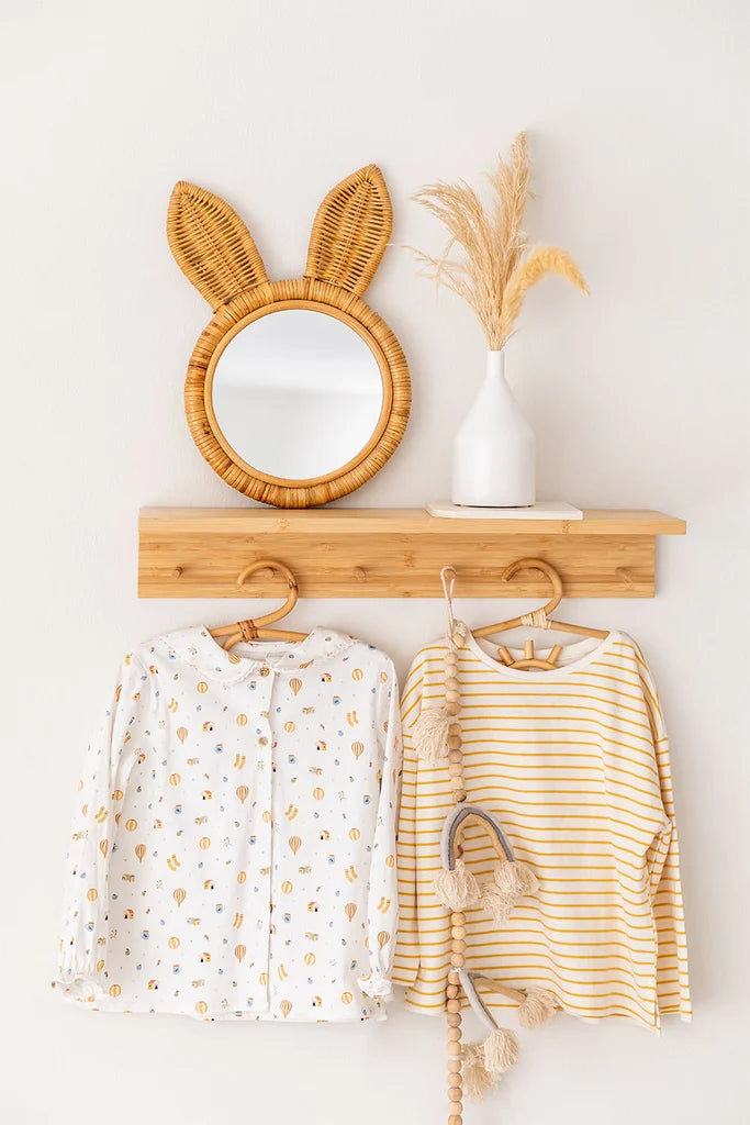 Wall Coat Rack with Bamboo Shelf Gari