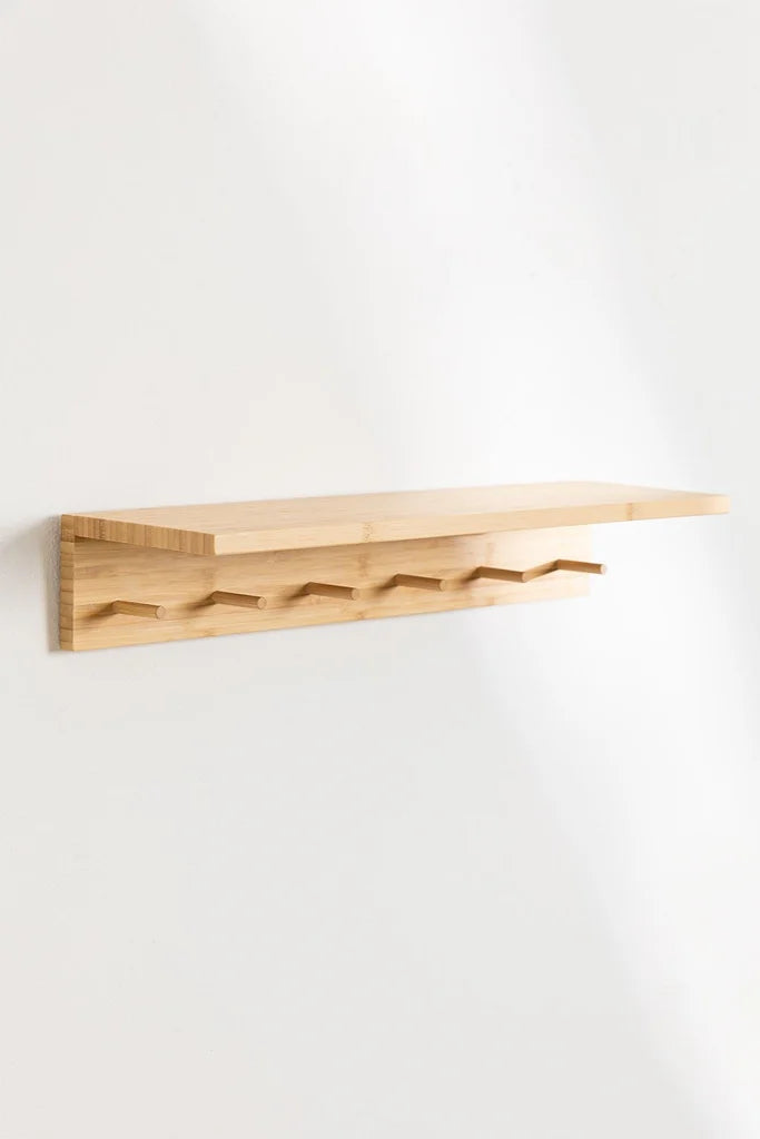 Wall Coat Rack with Bamboo Shelf Gari