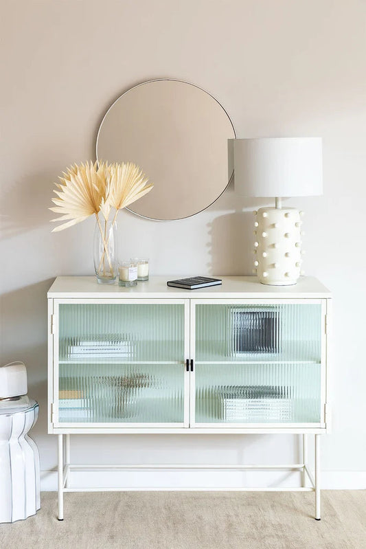 Metal & Vertal Sideboard Glass