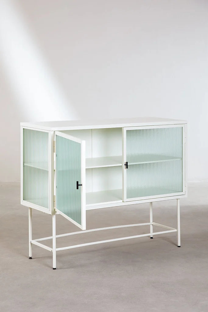 Metal & Vertal Sideboard Glass